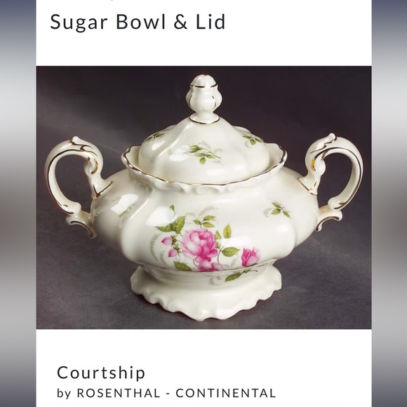 Rosenthal Courtship Sugar bowl & lid w/handle 5” pompadour - Picture 5 of 7